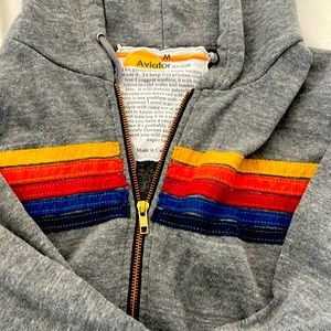 Aviator Nation 5 STRIPE HOODIE - Grey M